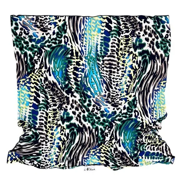 N Touch Ruffle Blouse 3X/4X Multicolor Animal Print Stretch Flutter Sleeve Plus - Picture 2 of 8